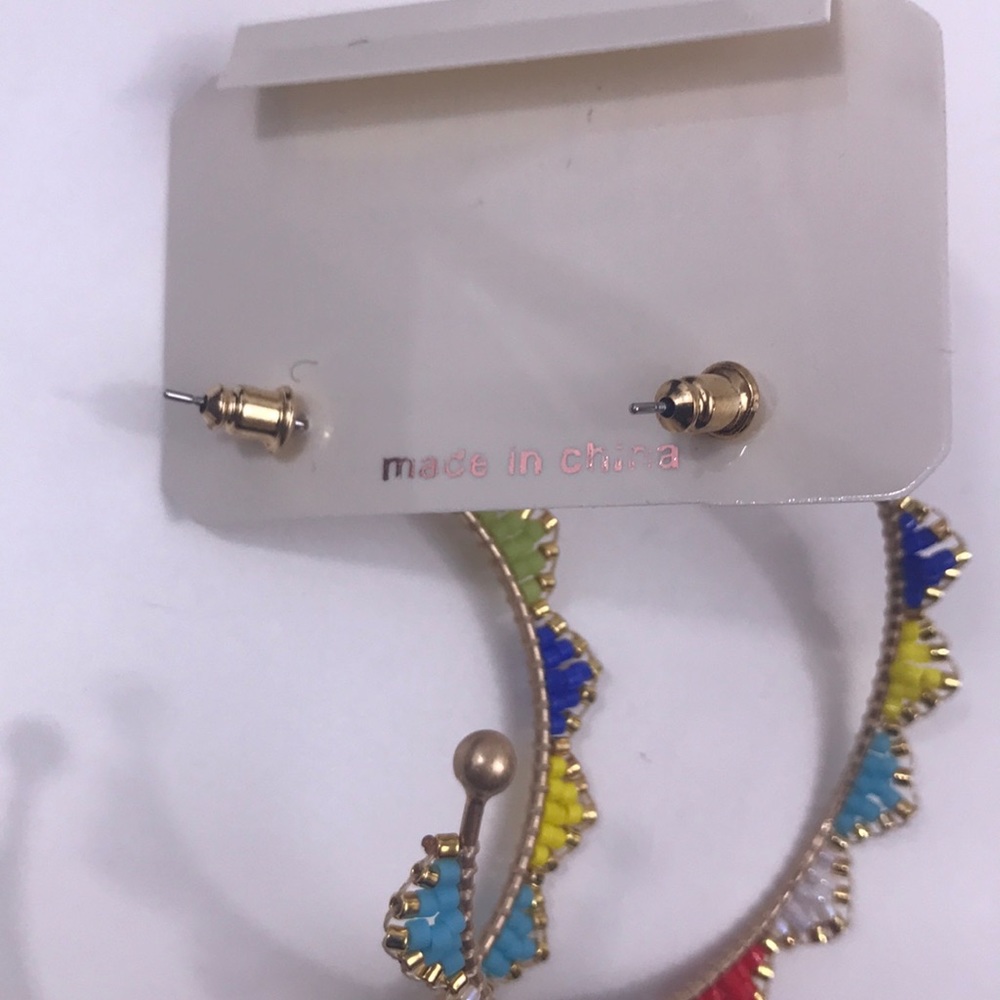 Beaded hoop earrings, NWT - Picture 4 of 5